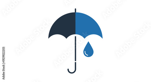 Blue and black umbrella with raindrop.