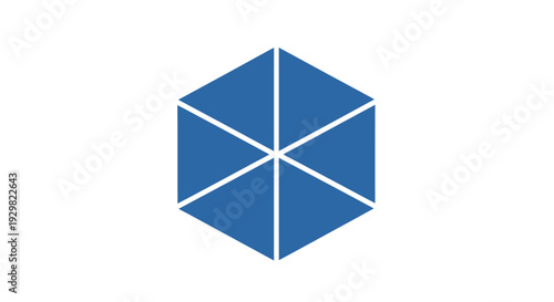 Blue Hexagon Shape with White Lines.
