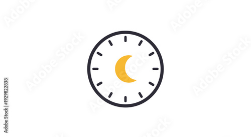 Clock with crescent moon symbol.