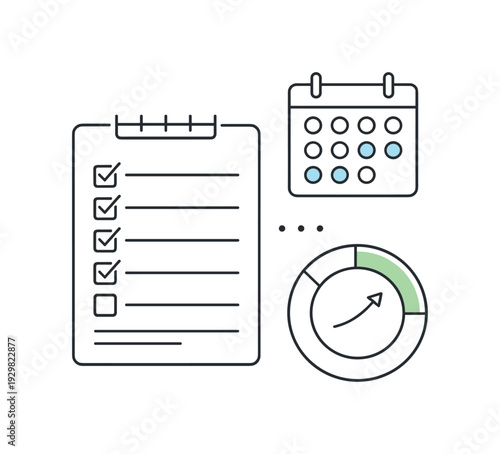 Personal productivity system and daily habit tracking in a self improvement routine, a simple checklist page combined with a small calendar and a