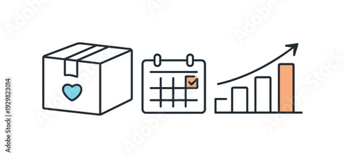 Subscription box demand planning for niche direct to consumer brands preparing monthly shipments, a compact delivery box combined with a small