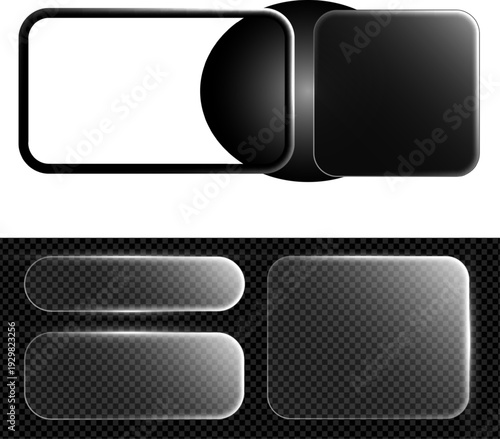 Glass light text frame box 3d bg neon liquid effect with a glossy glow and blur for ui design. Blue gradient tech interface with circular hud elements and bright led shine on a dark.