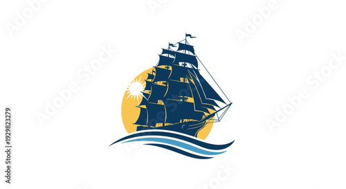 sailing ship on ocean waves