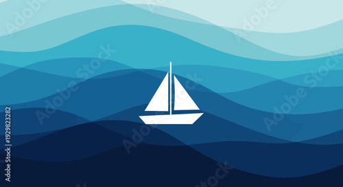 sailing boat on blue ocean waves
