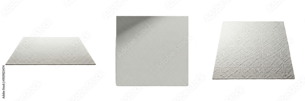 Fototapeta premium Set of Textured White Square Paper Mockups with Transparent Background PNG