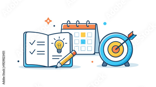 Personal goal review and quarterly life planning session for individuals reassessing priorities and adjusting long-term objectives, a simple notebook