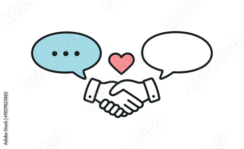 Workplace conflict resolution and constructive communication strategy in a professional environment, a simple speech bubble pair combined with a small