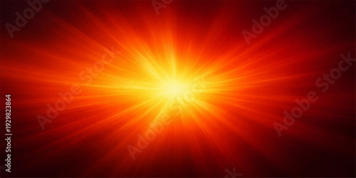 Abstract red vector background with bright sun rays and fiery glowing burst design