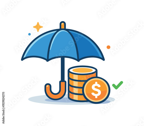 Personal automated emergency fund system and financial safety net planning ensuring preparedness for unexpected expenses, a simple umbrella icon