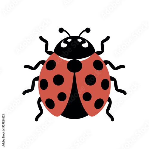A cartoon ladybug with red and black spots on a white background illustration