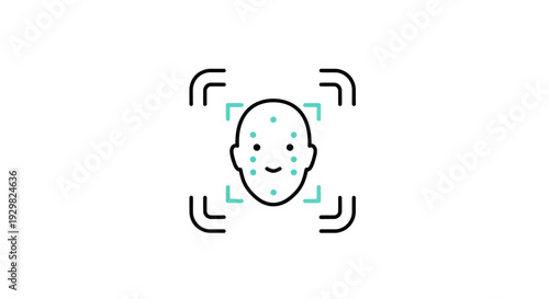 Facial Recognition Illustration Simple Face Icon.