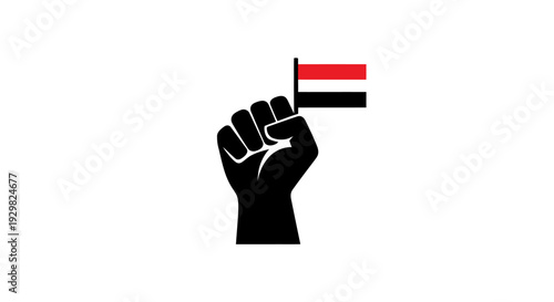 Fist holding Yemeni flag symbolizing solidarity.