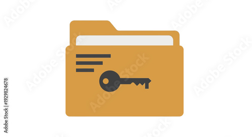 Folder with Key Icon Illustration.