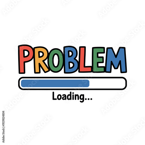 A humorous illustration of a problem loading on a screen with a progress bar
