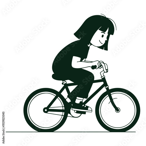 Young girl riding bicycle with enthusiasm and joy