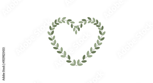 Heart shaped green leafy wreath symbol.