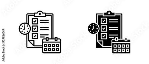 Task Scheduling icon set with style outline and solid. vector simple elements for design and presentation.