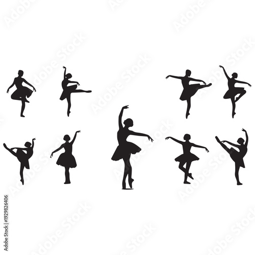 Elegant ballet dancers in various graceful poses