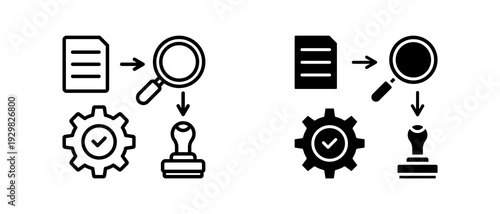 Process Approval icon set with style outline and solid. vector simple elements for design and presentation.