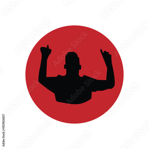 Man surrendering hands up icon isolated on white  background. Man surrendering with both hands raised in air vector icon 