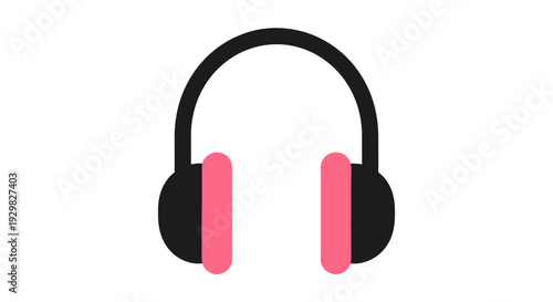 Pink Accented Black Headphones Illustration.