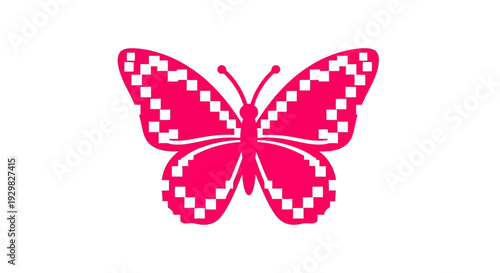 Pink Butterfly Silhouette with White Pattern.