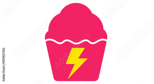 Pink Cupcake with Yellow Lightning Bolt Icon.