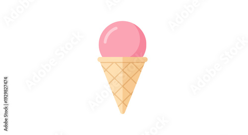 Pink Ice Cream in Waffle Cone.