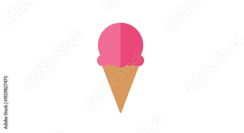 Pink Ice Cream Cone Illustration.