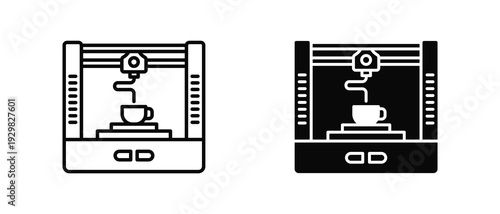 3D Printing icon set with style outline and solid. vector simple elements for design and presentation.