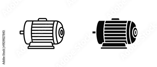 Electric Motor icon set with style outline and solid. vector simple elements for design and presentation.
