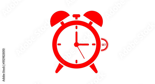 Red Alarm Clock Closeup View.