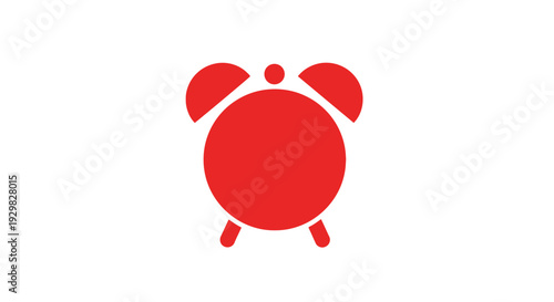 Red Alarm Clock Icon on White.