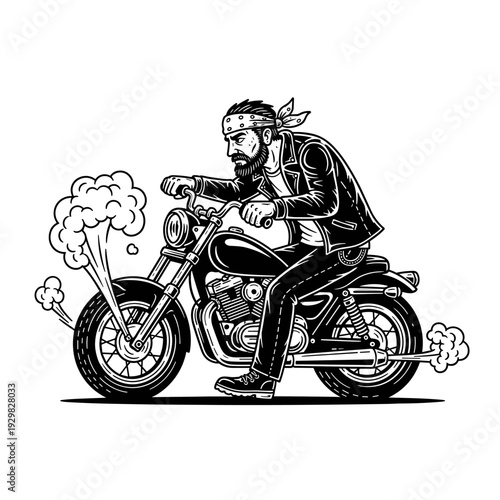 Man riding a powerful motorcycle with smoke.