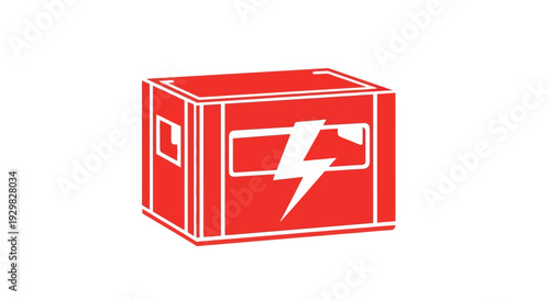 Red Battery with Lightning Bolt Symbol.