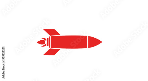 Red Rocket Icon Simple Design Element.