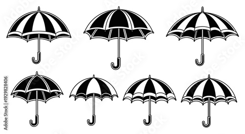 Collection of Vintage Umbrellas in Black and White.
