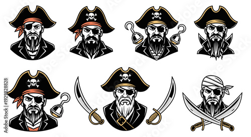 Collection of Fierce Pirate Portraits with Accessories.
