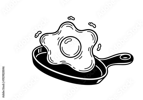 Star Shaped Fried Egg Cooking in a Frying Pan.