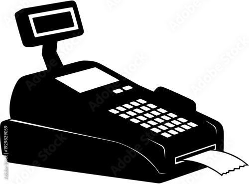 Cash Register Icon - Vector Illustration of Point of Sale System with Receipt for Retail and Business Transactions