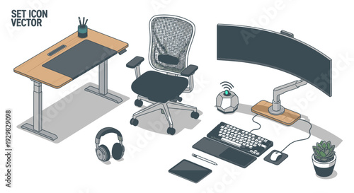 home office workspace with computer and furniture