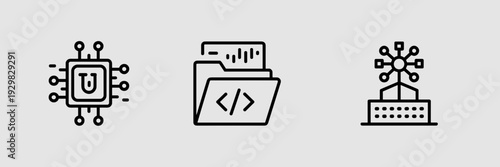 Open weights machine learning icon pack – Ideal for open-source AI research, neural network design, or data science.