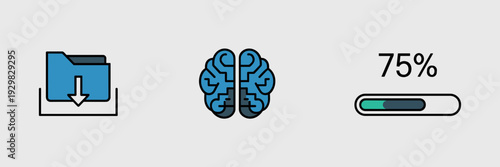 AI model download package vector icons – Ideal for artificial intelligence apps, offline machine learning, or software UI.