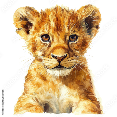Baby Animals, watercolor illustration vector, isolated on a white background.
