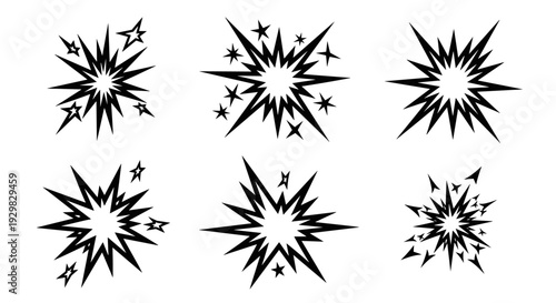 Wallpaper Mural Set of Six Black Starburst Explosion Graphics. Torontodigital.ca