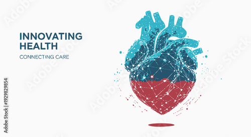 Vector illustration of a heart with digital connections