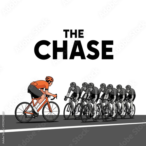 Cyclist Leads Peloton In Dynamic Pursuit: Artistic Representation of Cycling Competition