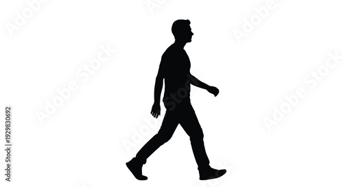A striking black silhouette of a man walking dynamically captured in a minimalist aesthetic silhouette high quality professional detailed