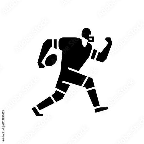 a football player running glyph icon. American football illustration.