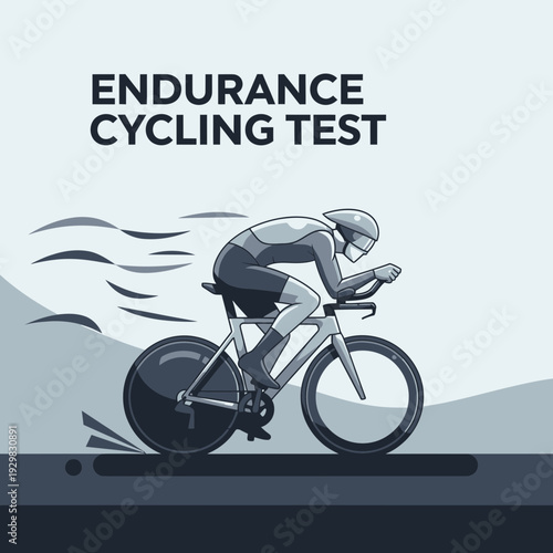 Cyclist Undergoing Endurance Cycling Test Illustrating Stamina and Athletic Performance on a Bicycle